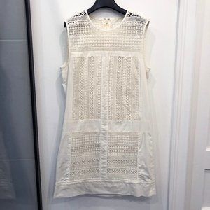 JCrew White Cotton Lace Shift Dress